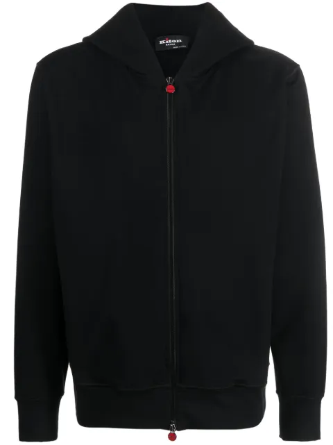 Kiton slogan-print cotton hoodie