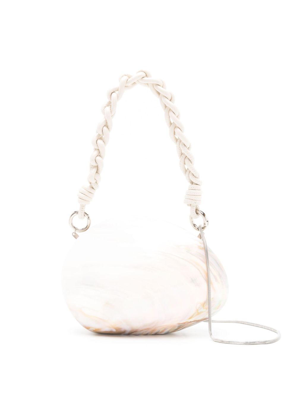 oval-design braided-strap shoulder bag