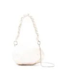 Isla oval-design braided-strap shoulder bag - White