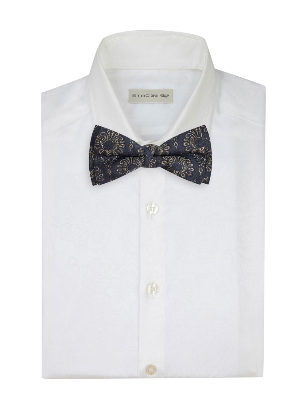 Shop Etro Jacquard Silk-blend Bow Tie In Black