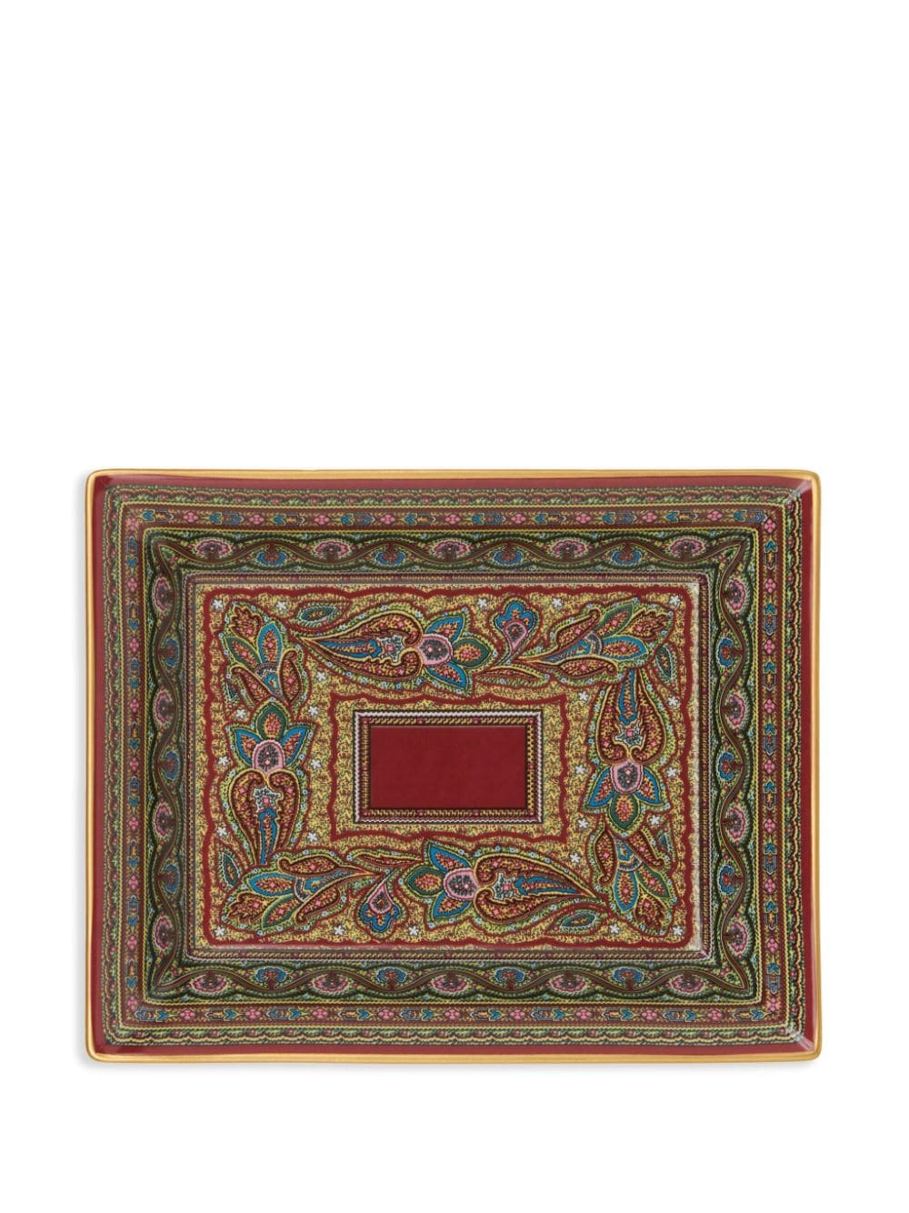 Shop Etro Paisley-print Porcelain Tray In Brown