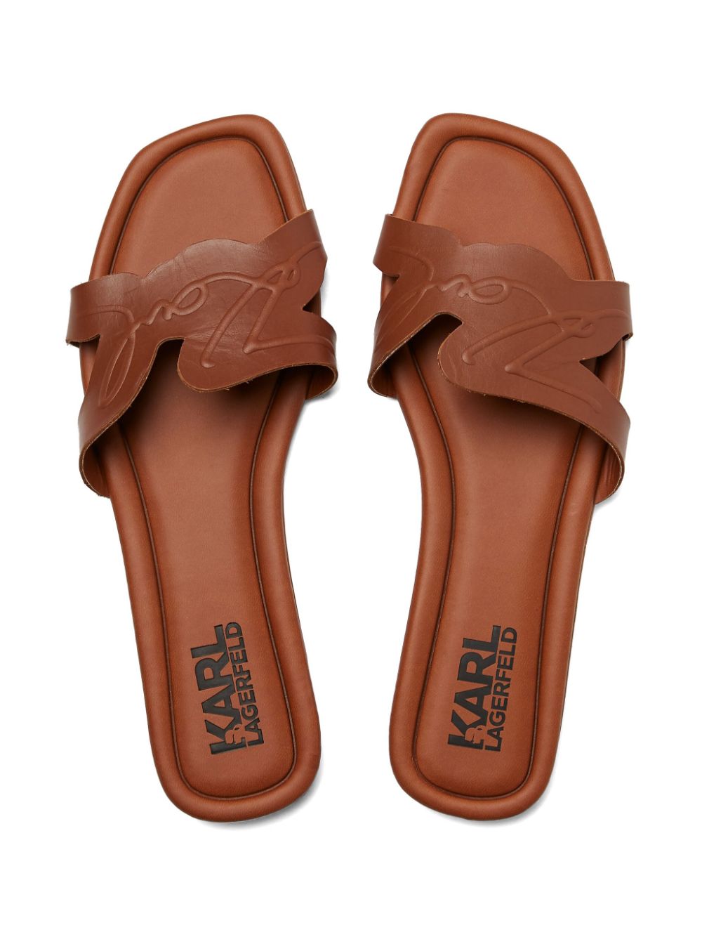Karl Lagerfeld logo-embossed leather sandals Brown