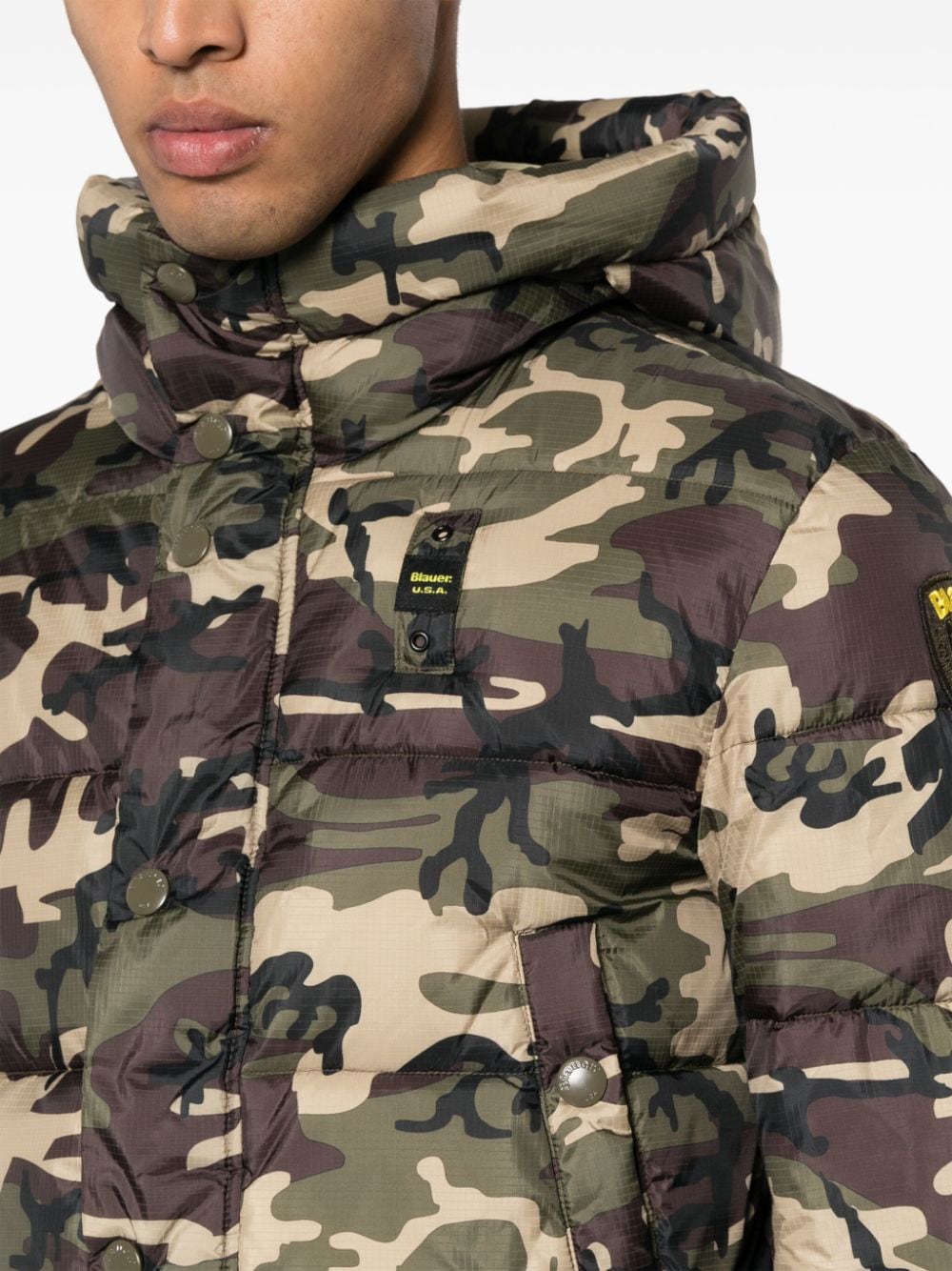 Shop Blauer Camouflage-print Puffer Jacket In Green