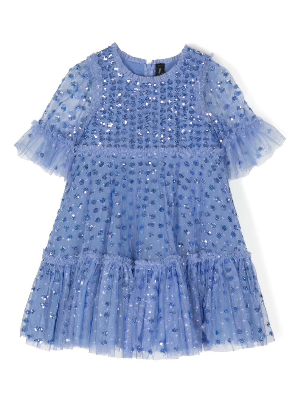Needle & Thread Kids' Raindrop Sequin-embellished Dress In Blue