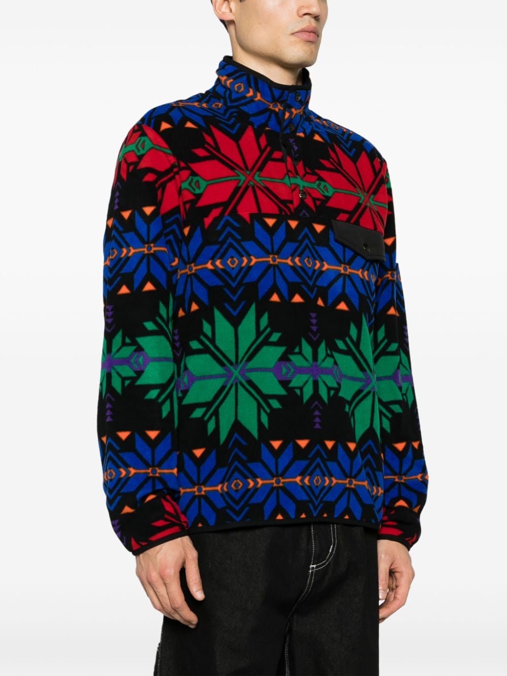 Shop Polo Ralph Lauren Stand-collar Pattern-fleece Sweatshirt In Blue
