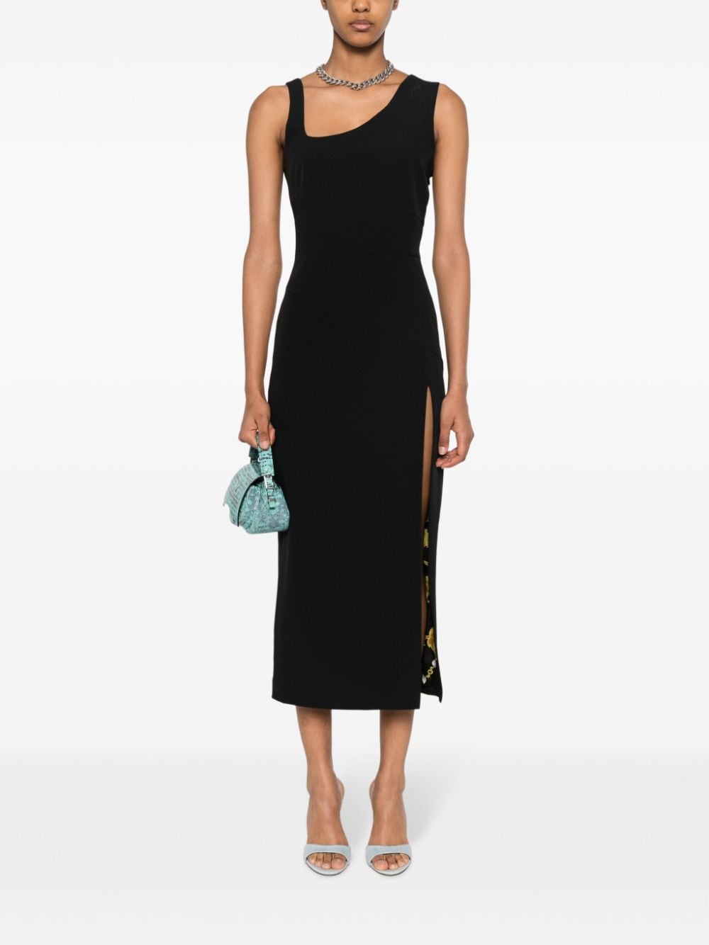 Versace Jeans Couture asymmetric-neck sleeveless dress - Zwart