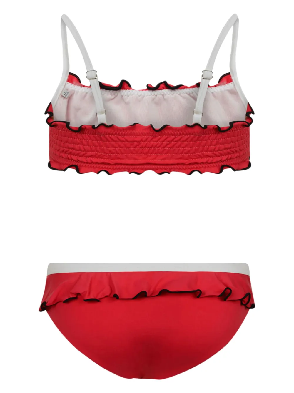 Moncler Enfant logo-appliqué ruffle-trim bikini - Rood