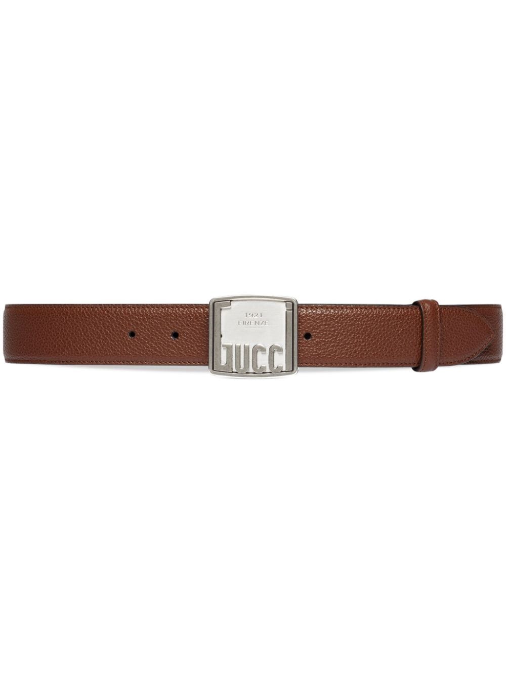 Gucci Logo-plaque Leather Belt In Braun