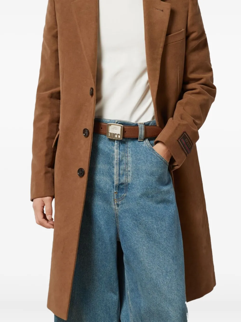Gucci Leren riem Bruin
