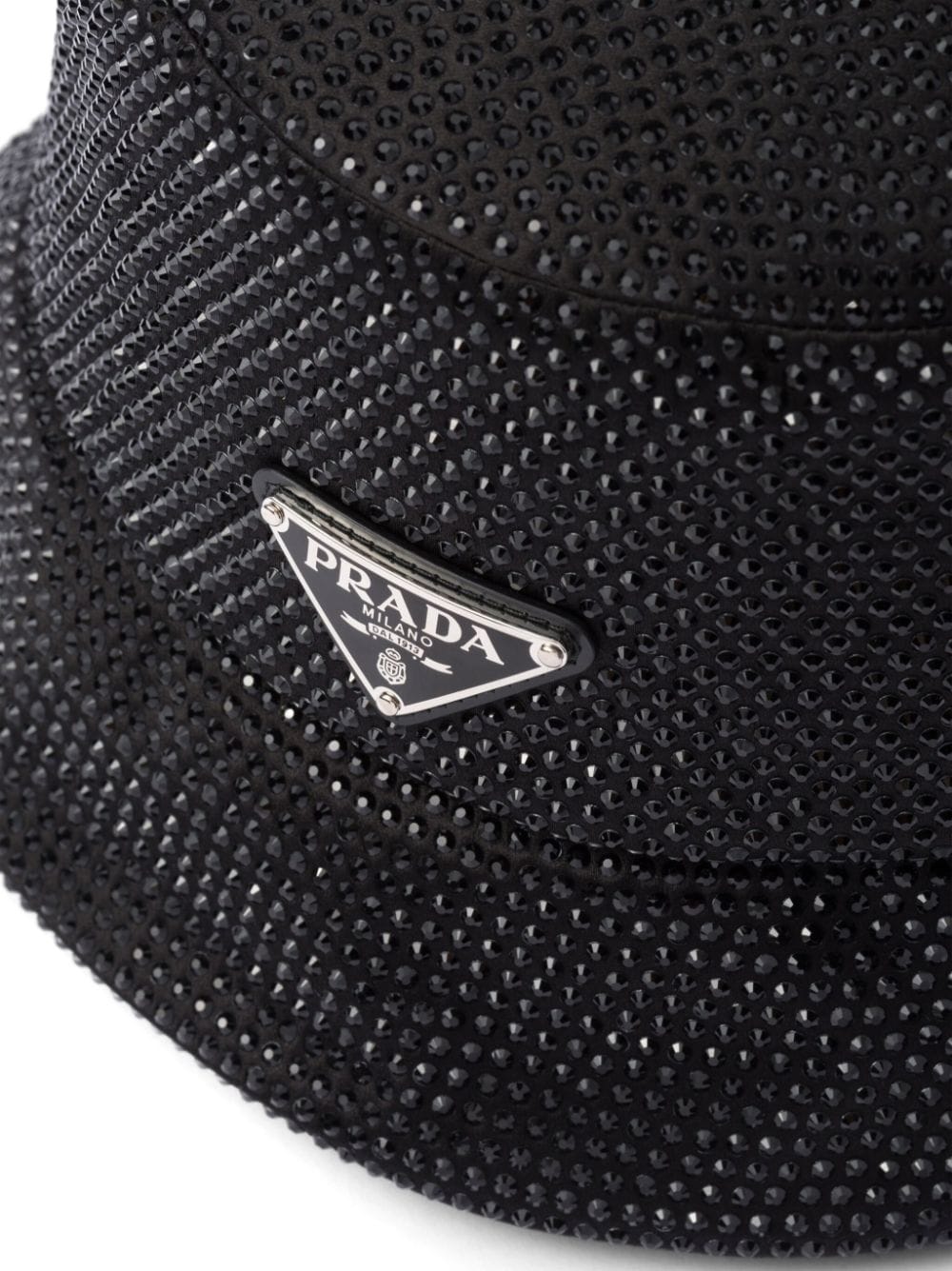 Shop Prada Crystal-embellished Satin Bucket Hat In Black