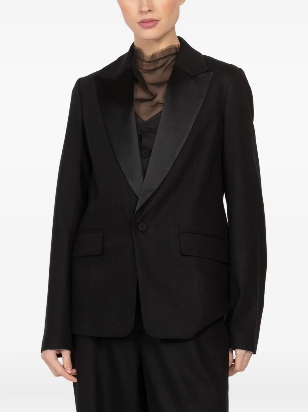 NELLS NELSON Jeanne satin-lapel blazer - Nero