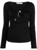 Christopher Esber Callisto embellished ribbed-knit top - Black