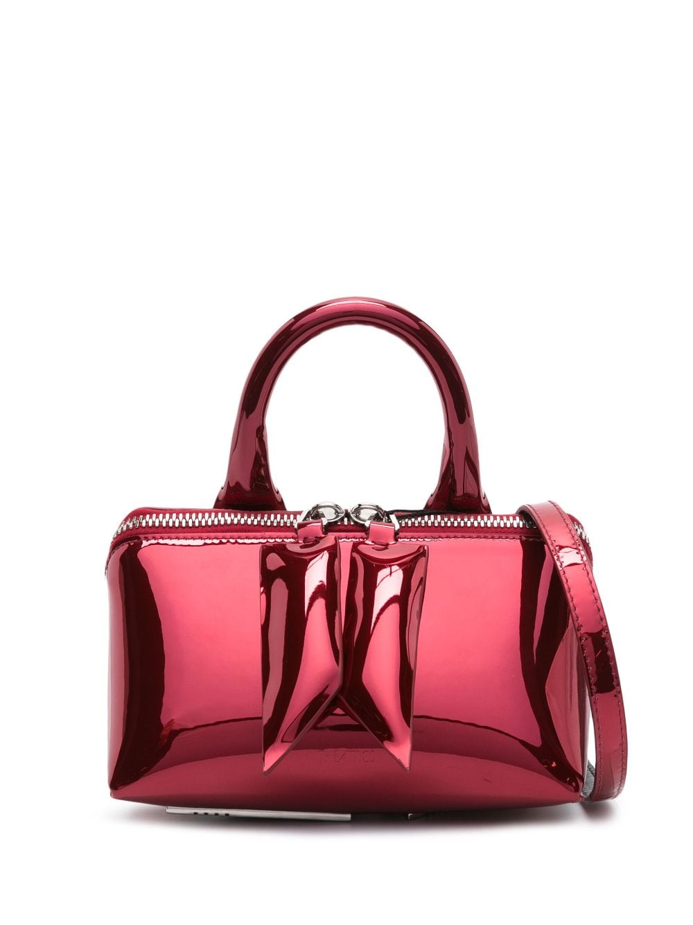 Attico Friday Laminated Leather Shoulder Bag In Red