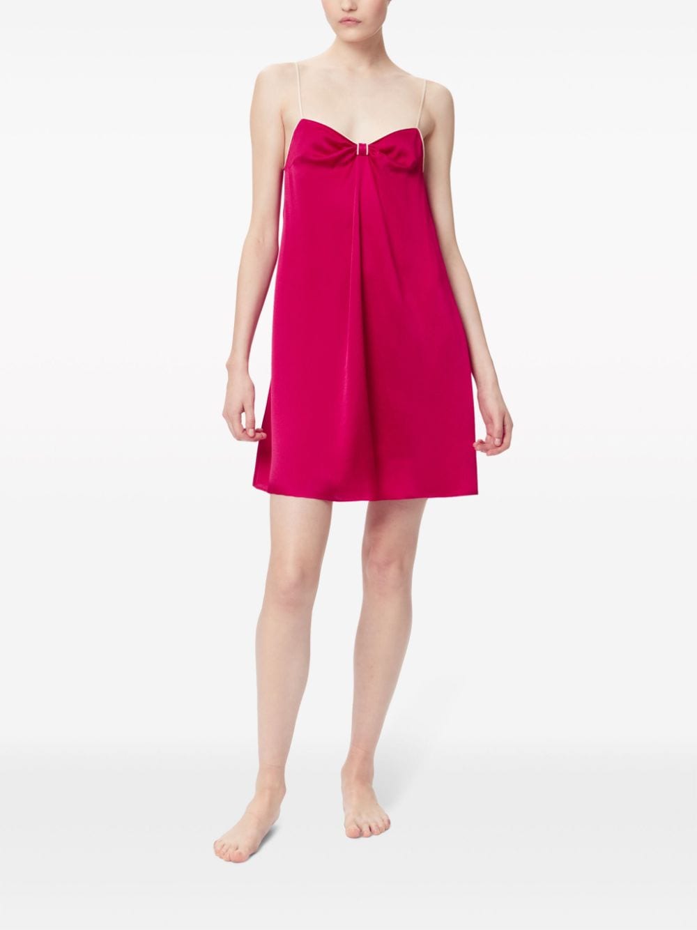 Shop Nina Ricci Satin-finish Sleeveless Minidress In Pink
