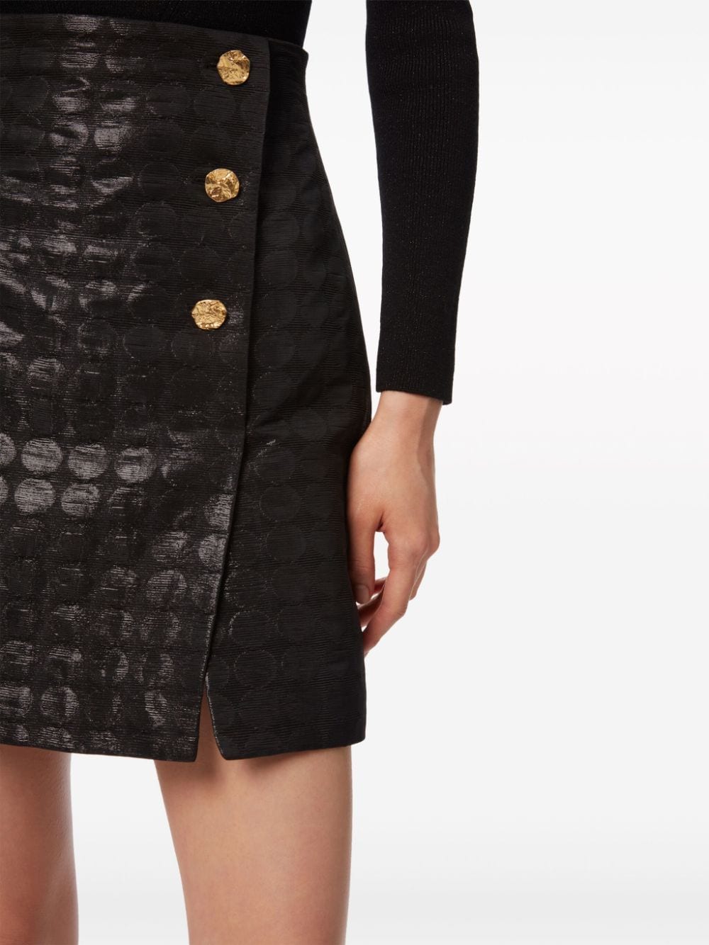 Shop Nina Ricci Polka-dot Jacquard Miniskirt In Black