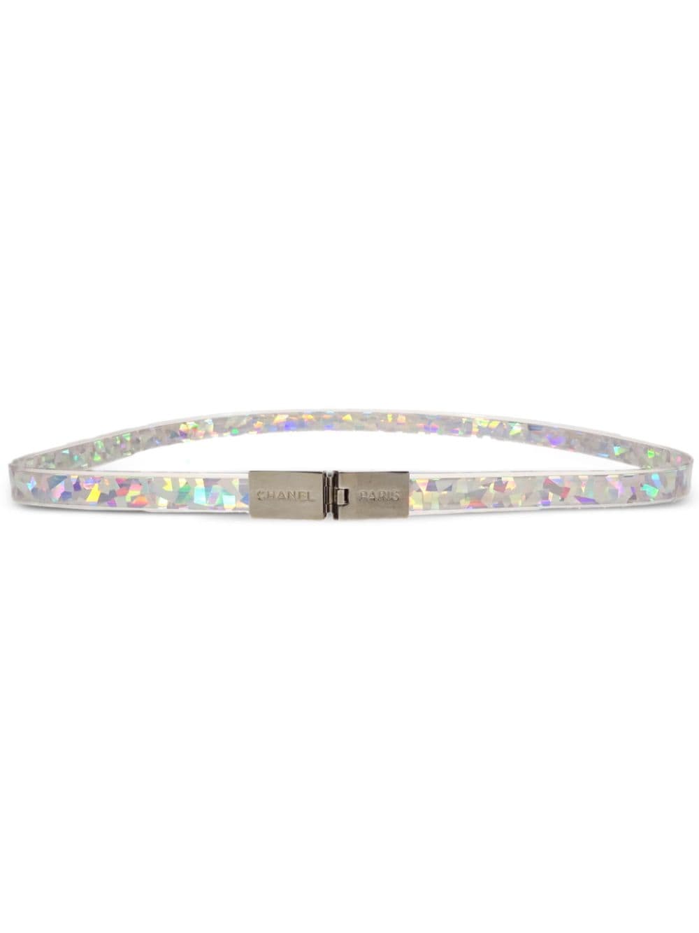 Pre-owned Chanel 2000 Iridescent-effect Belt In Silver