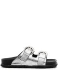 Marine Serre MS Ground laminated slides - Silver