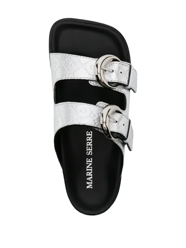 Marine Serre Claquettes Métallisées MS Ground Argent FARFETCH TN