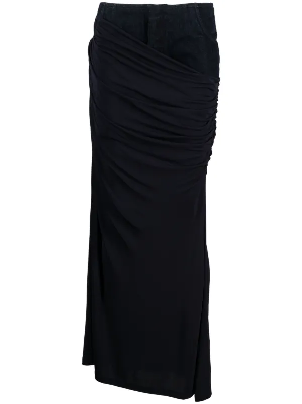 Christopher Esber Wrapped Denim-trim Maxi Skirt in Blue