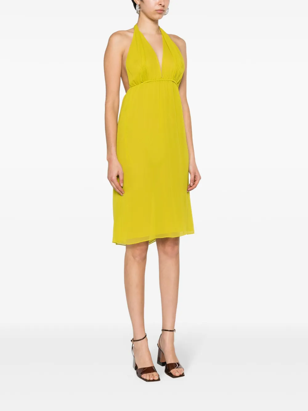 Shop Christopher Esber Halterneck Silk Midi Dress In Green