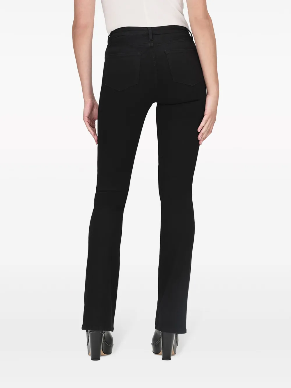 Shop Frame Le Mini Boot Jeans In Black