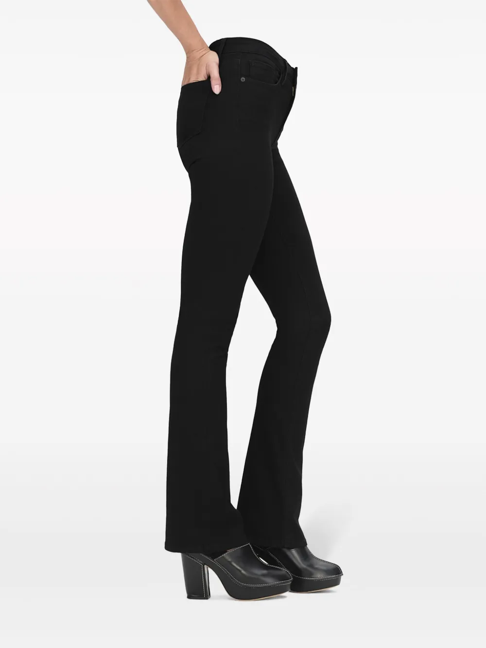 Shop Frame Le Mini Boot Jeans In Black