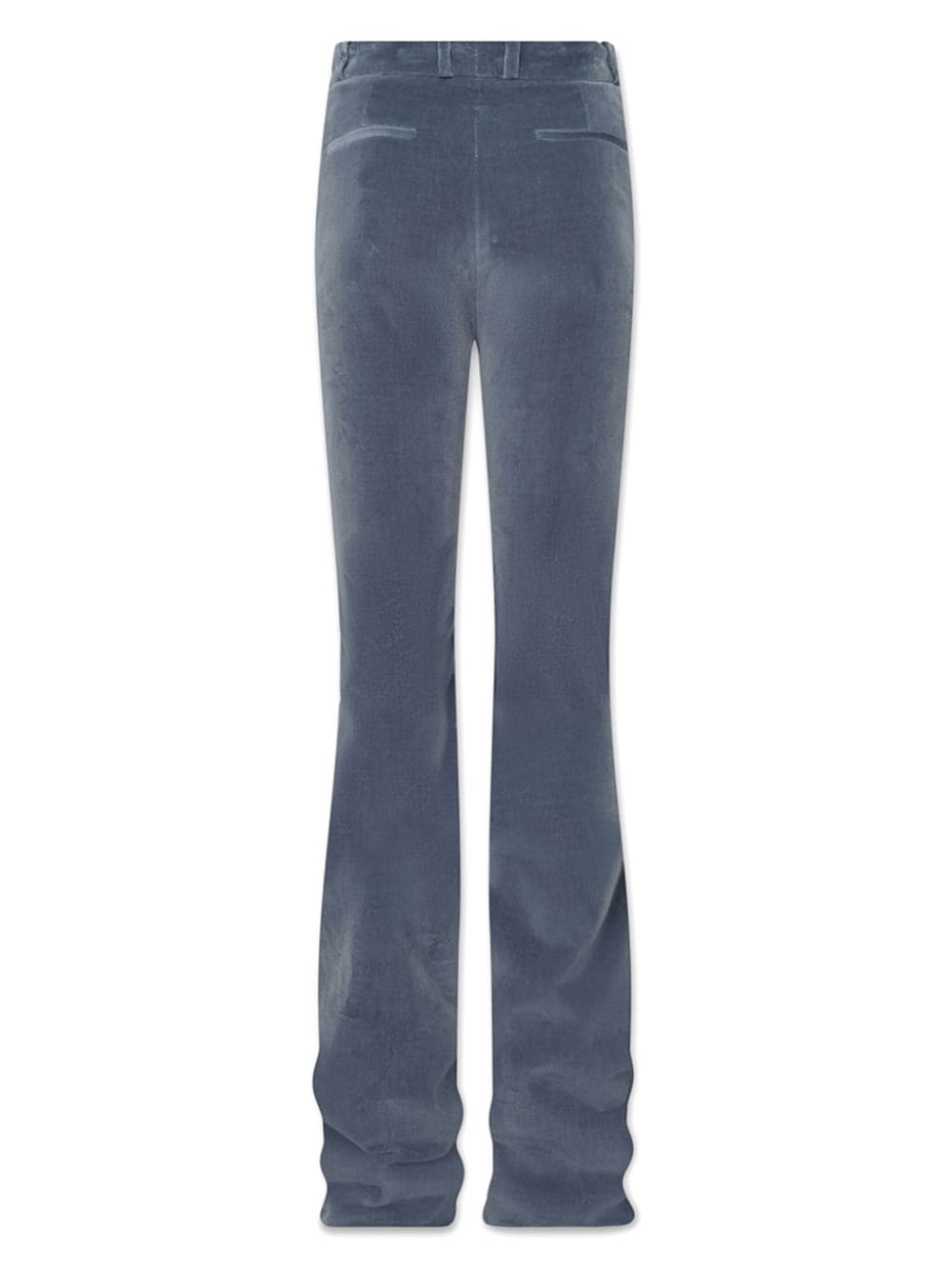 Shop Frame The Slim Stacked Velvet Trousers In Blue