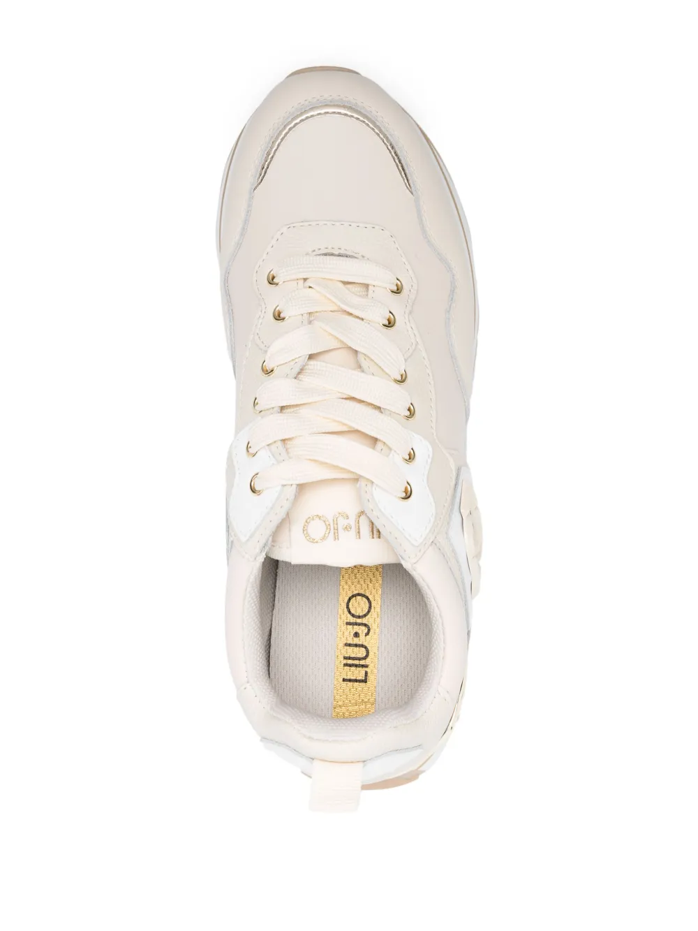 Liu •jo Logo-plaque Leather Sneakers In Neutrals