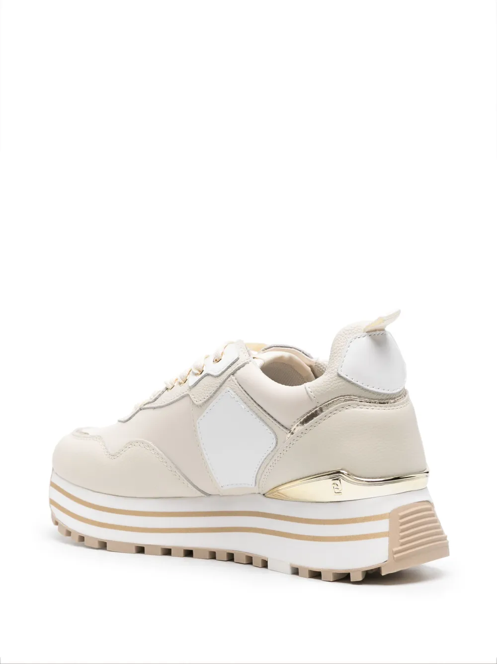 Liu •jo Logo-plaque Leather Sneakers In Neutrals