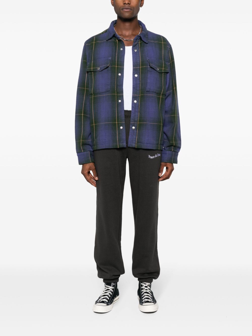 The North Face check-pattern button-up shirt jacket - Paars