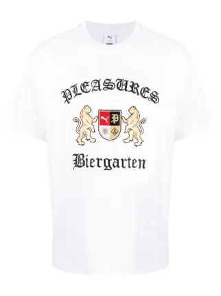 PUMA x PLEASURES logo-embroidered T-shirt - Farfetch