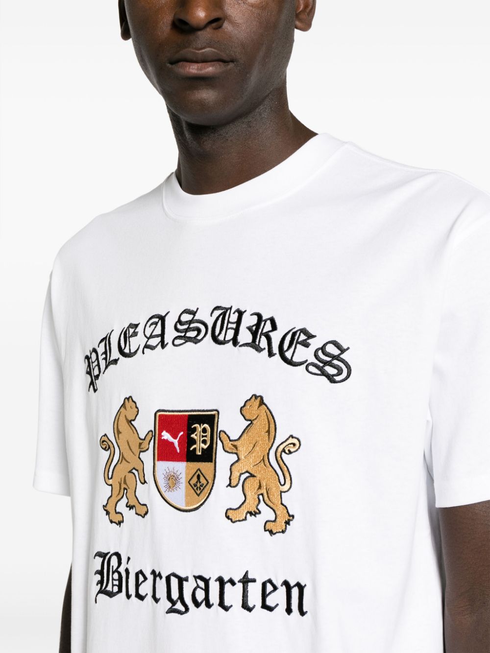 PUMA x PLEASURES T-shirt met geborduurd logo Wit