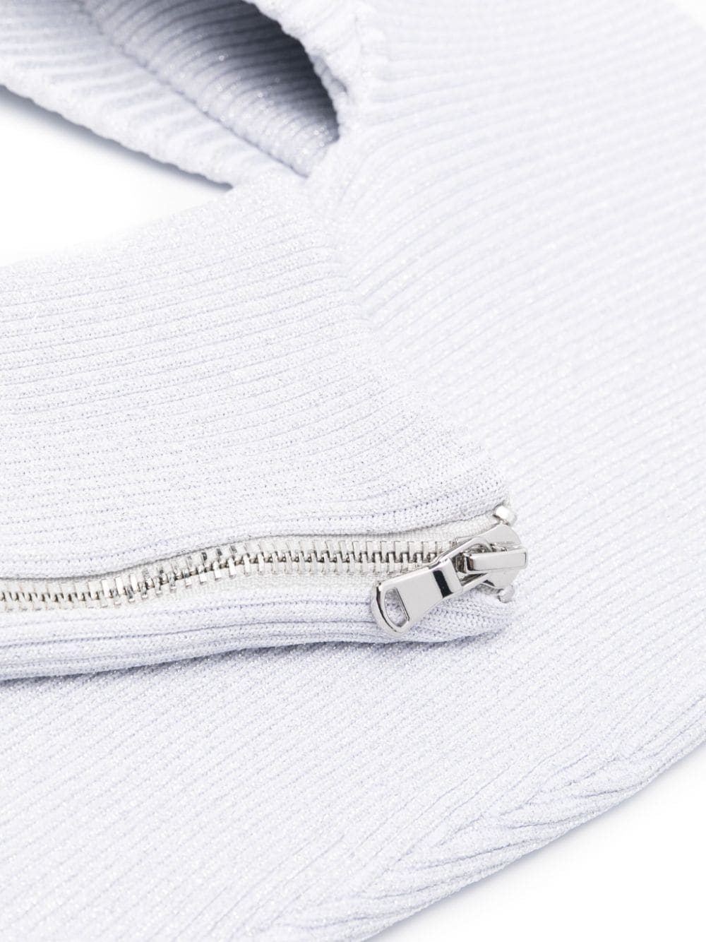 Shop Who Decides War Coveted Ribbed-knit Zip-up Balaclava In Silver
