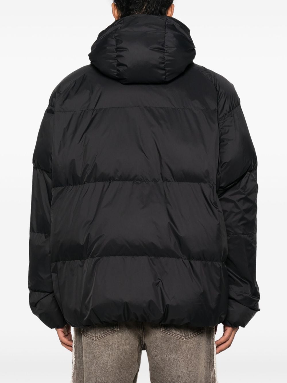 Shop Marcelo Burlon County Of Milan Logo-embroidered Puffer Jacket In Black