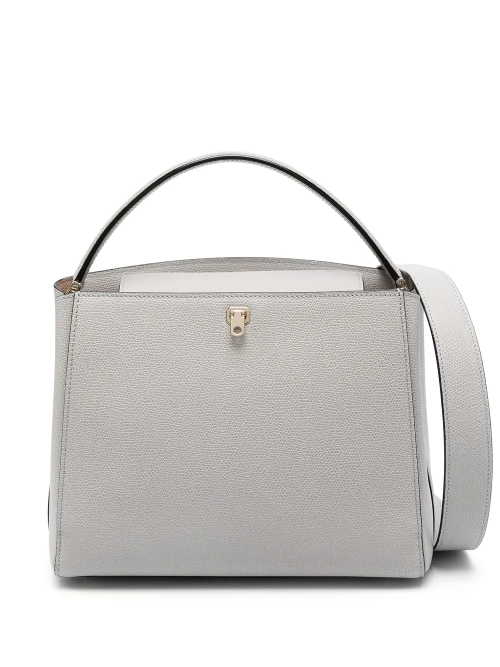 Valextra Medium Brera Leather Tote Bag In Grey