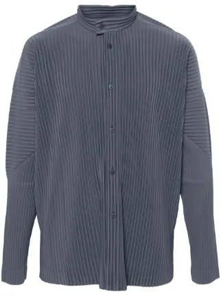 Homme Plissé Issey Miyake ノーカラーシャツ | グレー | FARFETCH JP