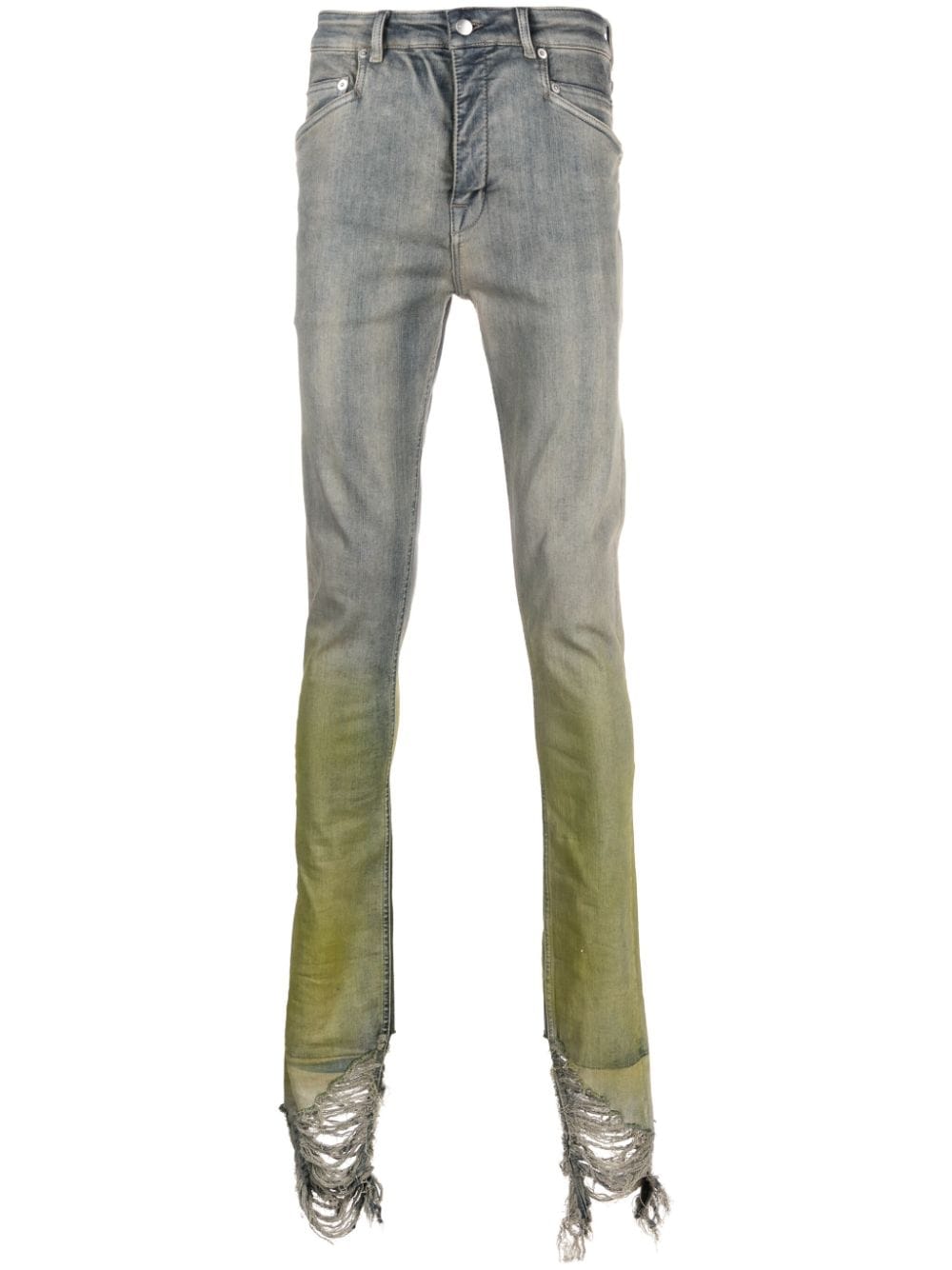 Rick Owens Tyrone Cut Sprayed Cotton Jeans In Green