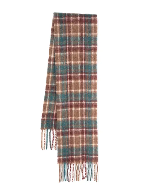 Drôle De Monsieur plaid check-pattern fringed scarf