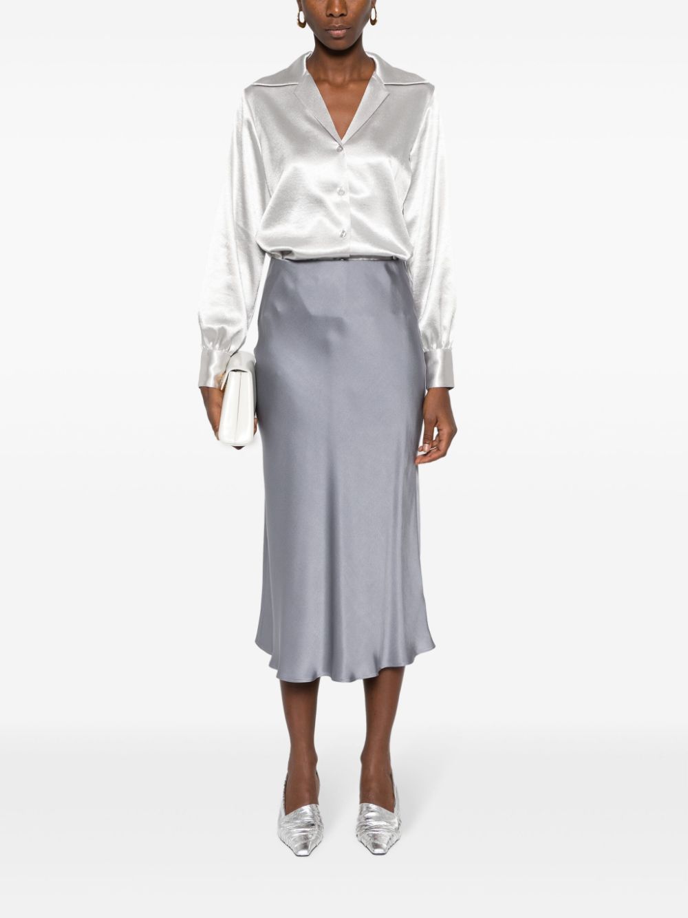 ANINE BING high-waisted silk skirt - Grijs