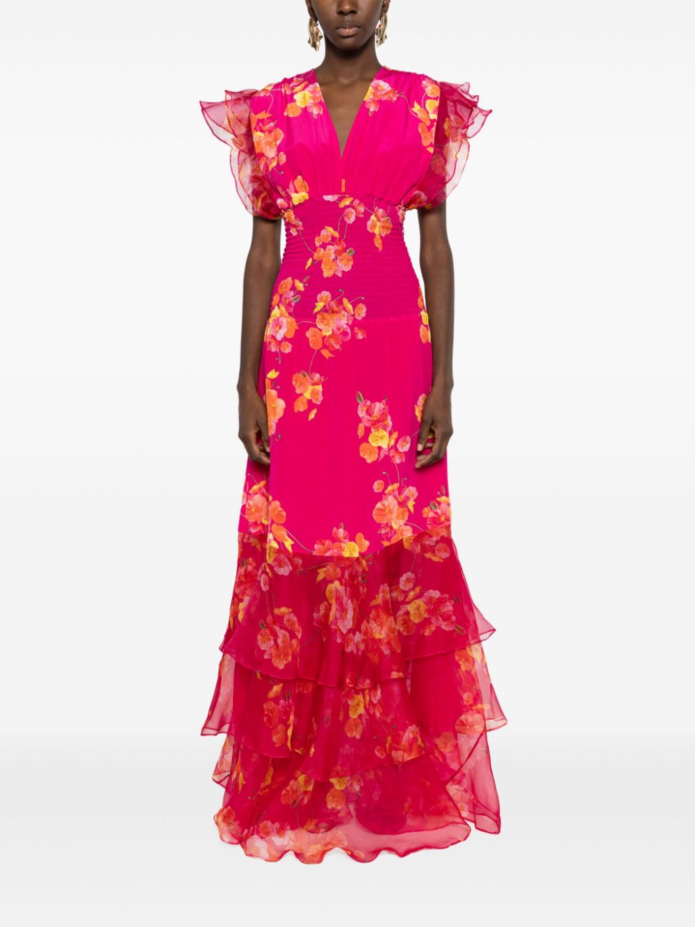 Isolda Maxi-jurk met bloemenprint - Roze