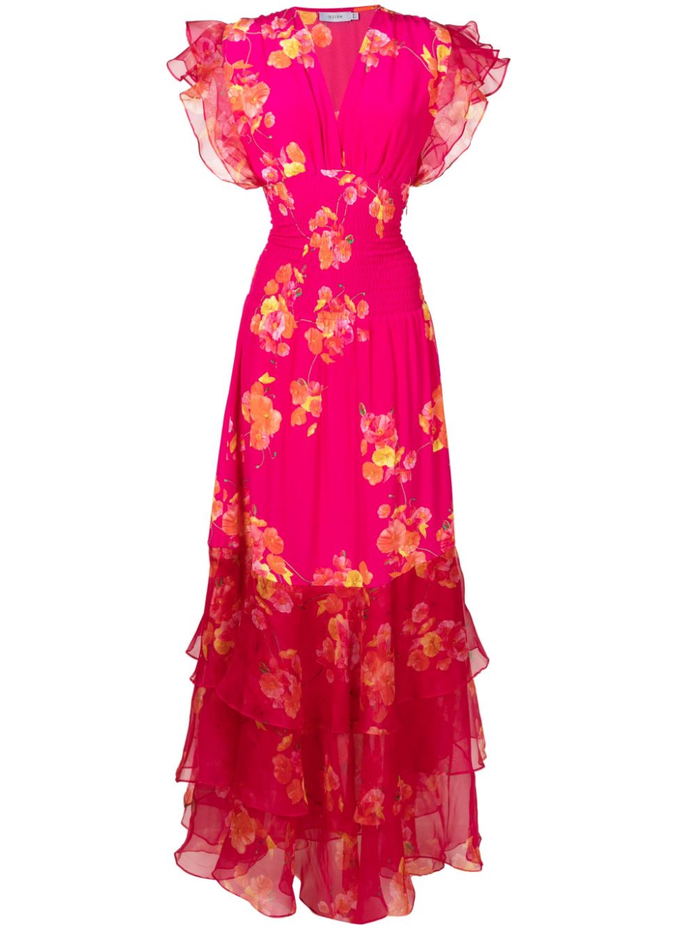 Isolda Maxi-jurk met bloemenprint Roze