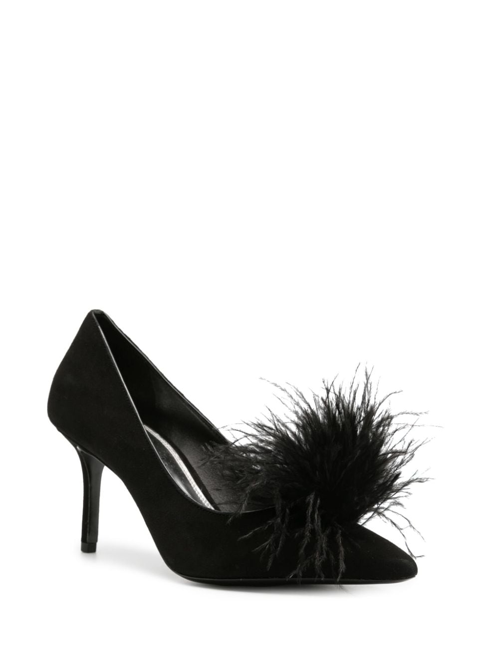 Shop Kate Spade 80mm Feather-detailing Suede Pumps In Black