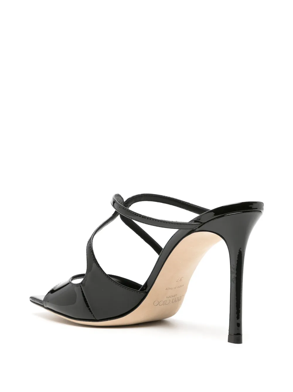 Shop Jimmy Choo Anise 95mm Cut-out Patent Mules In Black