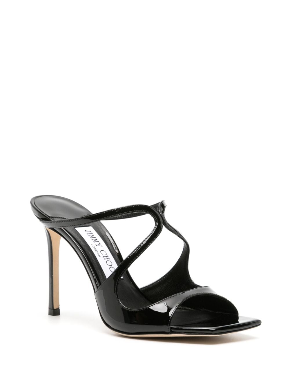 Shop Jimmy Choo Anise 95mm Cut-out Patent Mules In Black