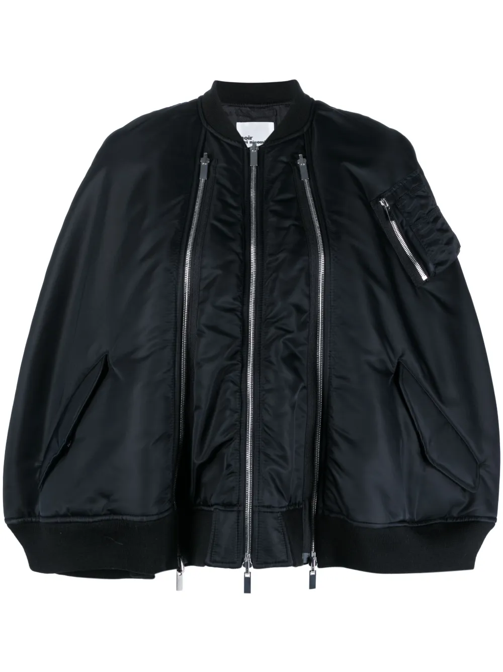 NOIR KEI NINOMIYA ZIP-DETAIL SATIN-FINISH CAPE