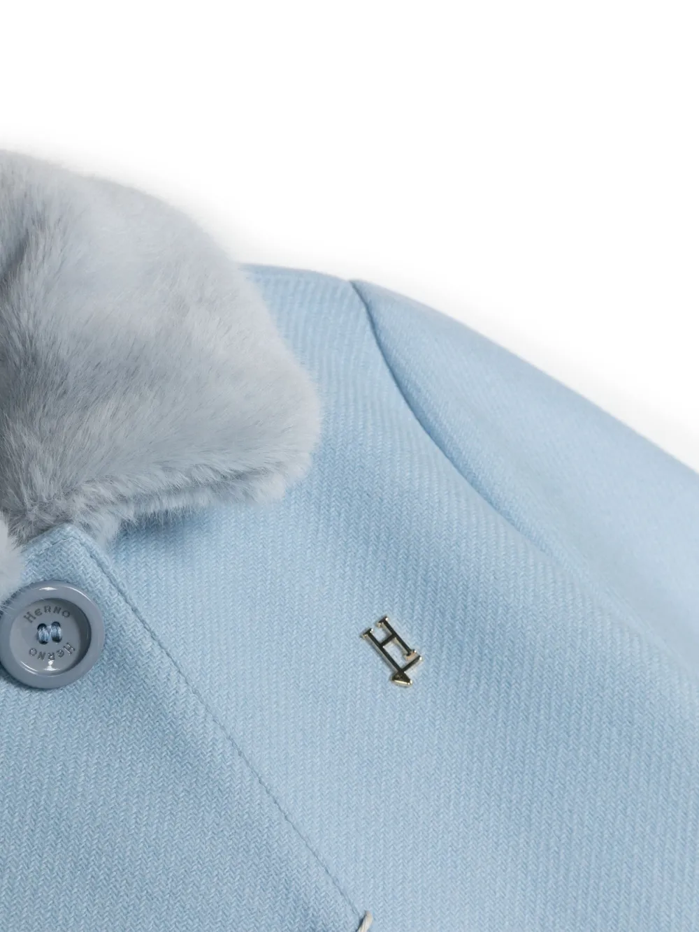 Herno Spread-collar Single-breasted Coat In Blue