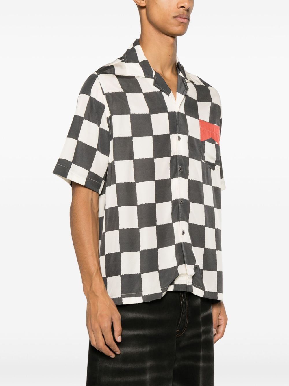 Shop Rhude Checked Silk Shirt In Neutrals