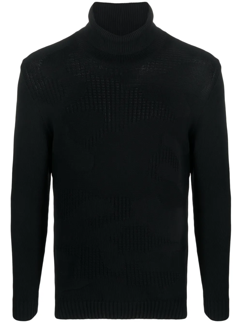Pmd Ribbed-panelling Roll-neck Jumper In Black