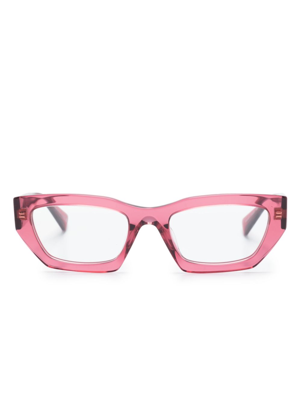 Miu Miu Logo-plaque Rectangle-frame Glasses In Red