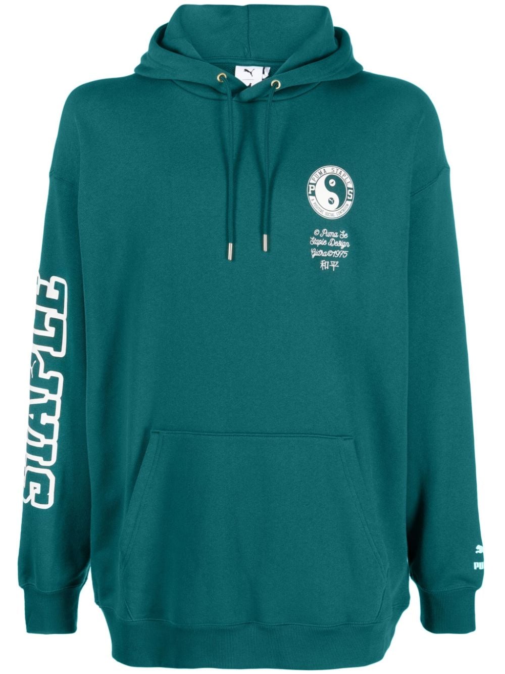 PUMA logo-print cotton hoodie - Verde